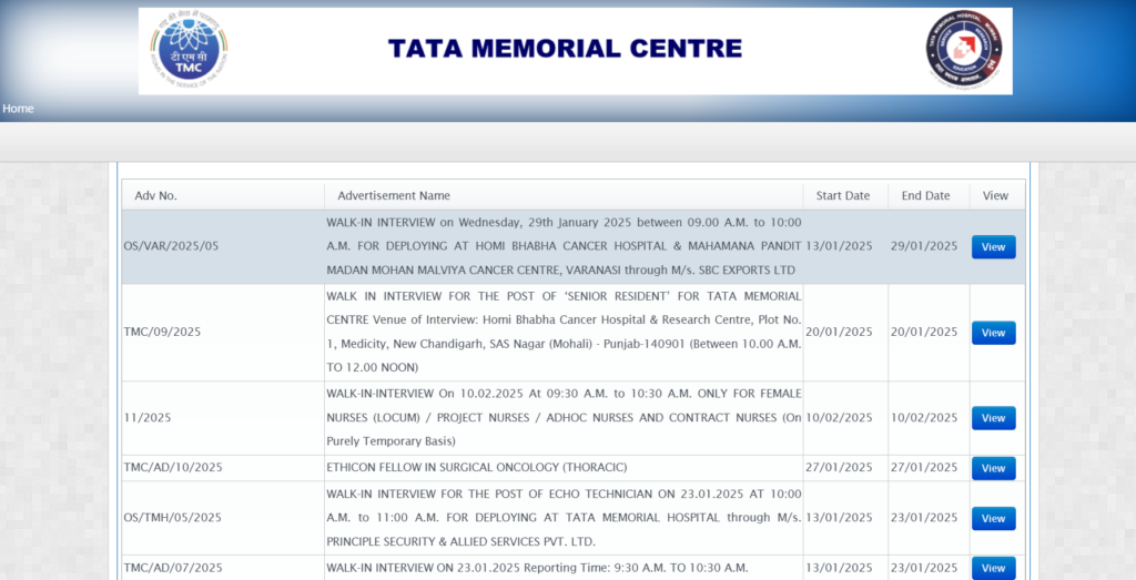 TMC Bihar Recruitment 2025 | टाटा स्मारक केंद्र में 62 पदों पर निकली भर्ती Apply Now TMC Bihar Recruitment 2025 | टाटा स्मारक केंद्र में 62 पदों पर निकली भर्ती Apply Now