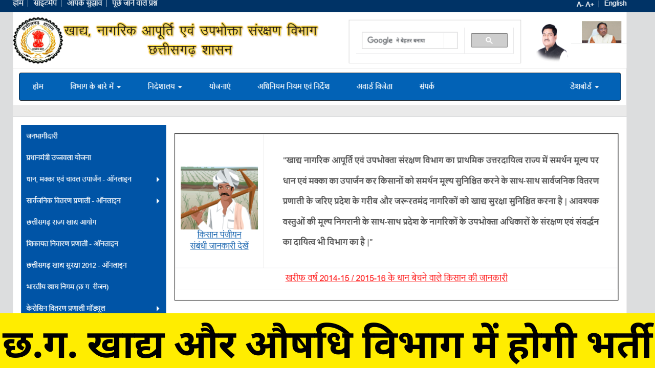 CG Food and Drug Department Recruitment 2025