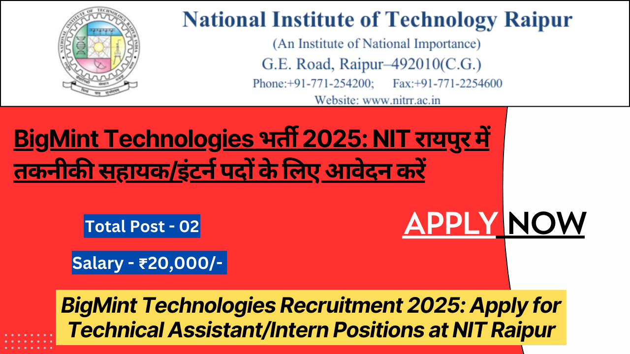 NIT Raipur Recruitment 2025