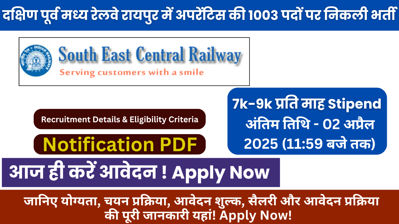 SECR Railway Apprentices Vacancy 2025