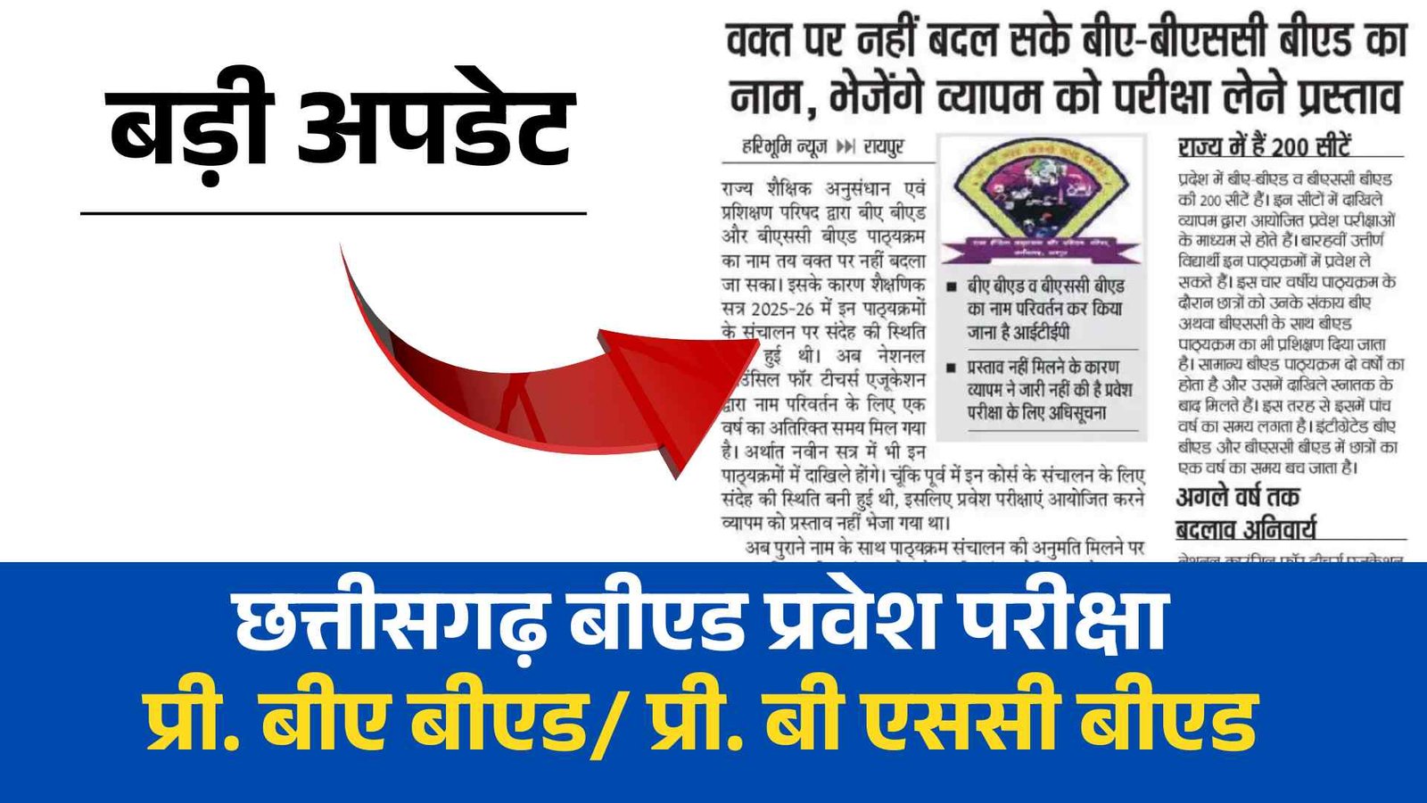 CG Vyapam BA.B.Ed & B.Sc.B.Ed Entrance Exam 2025